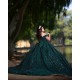 Off Shoulder Emerald Green Quinceanera Dress Sweetheart Neck Sweet 15 Gowns Wear Pageant Sequin 2024 Ball Gown Princess Dresses