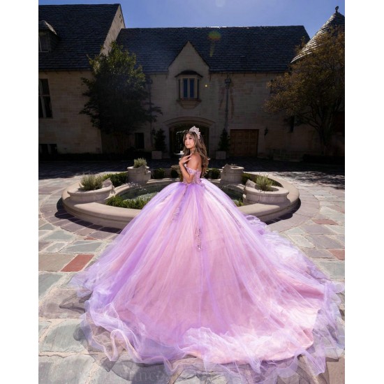 Off Shoulder Lilac Quince Dress Lace Appliques Sweet 15 Prom Party Gowns Sweetheart Neck Vestidos De 15 Anos