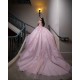 Off Shoulder Pink Quince Dress Lace Appliques Birthday Party Gowns Sweetheart Neck Vestidos De 15 Anos With 3D Flowers