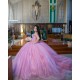 Off Shoulder Pink Quinceanera Dress Sweet 15 Gowns Lace Appliques Wear Pageant Sweetheart Neck 2024 Ball Gown Princess Dresses