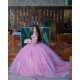 Off Shoulder Pink Quinceanera Dress Sweet 15 Gowns Lace Appliques Wear Pageant Sweetheart Neck 2024 Ball Gown Princess Dresses