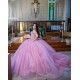 Off Shoulder Pink Quinceanera Dress Sweet 15 Gowns Lace Appliques Wear Pageant Sweetheart Neck 2024 Ball Gown Princess Dresses