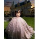 Off Shoulder Rose Gold Quince Dress Sequin Instagram Dresses Sweetheart Neck Sweet 15 Gowns Vestidos De XV Anos With 3D Flowers