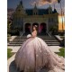 Off Shoulder Rose Gold Quince Dress Sequin Instagram Dresses Sweetheart Neck Sweet 15 Gowns Vestidos De XV Anos With 3D Flowers