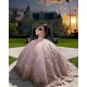 Off Shoulder Rose Gold Quince Dress Sequin Instagram Dresses Sweetheart Neck Sweet 15 Gowns Vestidos De XV Anos With 3D Flowers