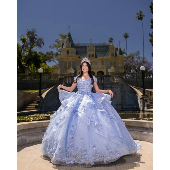 Sweetheart Neck Sky Blue Quinceanera Dress Sweet 15 Gowns Off Shoulder Wear Pageant 3D Flowers 2024 Ball Gown Princess Dresses