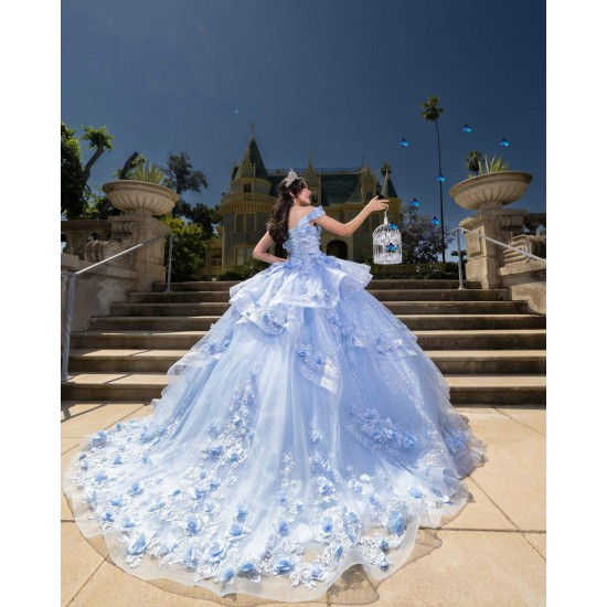 Sweetheart Neck Sky Blue Quinceanera Dress Sweet 15 Gowns Off Shoulder Wear Pageant 3D Flowers 2024 Ball Gown Princess Dresses