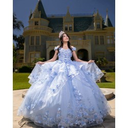 Sweetheart Neck Sky Blue Quinceanera Dress Sweet 15 Gowns Off Shoulder Wear Pageant 3D Flowers 2024 Ball Gown Princess Dresses