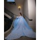 Off Shoulder Sky Blue Quinceanera Dress Sweetheart Neck Sweet 15 Gowns Wear Pageant Lace Appliques 2024 Ball Gown Princess Dresses With Bow