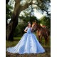 Off Shoulder Sky Blue Quinceanera Dress Wear Pageant Lace Appliques 2024 Ball Gown Princess Dresses Sweetheart Neck Sweet 15 Gowns