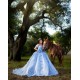 Off Shoulder Sky Blue Quinceanera Dress Wear Pageant Lace Appliques 2024 Ball Gown Princess Dresses Sweetheart Neck Sweet 15 Gowns