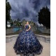 Off Shoulder Sweet 15 Gowns Navy Blue Quinceanera Dress Sequin Wear Pageant Sweetheart Neck 2024 Ball Gown Princess Dresses