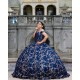 Off Shoulder Sweet 15 Gowns Navy Blue Quinceanera Dress Sequin Wear Pageant Sweetheart Neck 2024 Ball Gown Princess Dresses