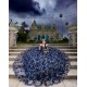 Off Shoulder Sweet 15 Gowns Navy Blue Quinceanera Dress Sequin Wear Pageant Sweetheart Neck 2024 Ball Gown Princess Dresses