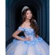 Off Shoulder Sweet 15 Gowns Sky Blue Quinceanera Dress 3D Flowers Wear Pageant Sweetheart Neck 2024 Ball Gown Princess Dresses