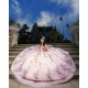 Off Shoulder Vestidos De 15 Anos Rose Gold Quince Dress Sweetheart Neck Girl Birthday Party Gown Lace Appliques Instagram Gowns