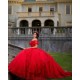 Off The Shoulder Quince Dress Red Vestidos De 15 Anos Lace Appliques Women 2024 Ball Gown Sweetheart Birthday Party Dresses