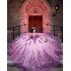 Pearl Quince Dress Lilac Vestidos De 15 Anos Lace Appliques Sweetheart Neck Wear Pageant Off Shoulder Girl Birthday Party Gown