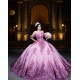 Pearl Quince Dress Lilac Vestidos De 15 Anos Lace Appliques Sweetheart Neck Wear Pageant Off Shoulder Girl Birthday Party Gown