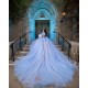 Puff Sleeve Quince Dress Sky Blue Vestidos De 15 Anos Off Shoulder Sweet 15 Gowns Sweetheart Neck Girl Birthday Party Gown With Bow