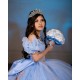 Puff Sleeve Quince Dress Sky Blue Vestidos De 15 Anos Off Shoulder Sweet 15 Gowns Sweetheart Neck Girl Birthday Party Gown With Bow