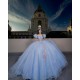 Puff Sleeve Quince Dress Sky Blue Vestidos De 15 Anos Off Shoulder Sweet 15 Gowns Sweetheart Neck Girl Birthday Party Gown With Bow