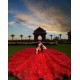 Red Quince Dress Off Shoulder Wear Pageant Sequin Girl Birthday Party Gowns Beading Vestidos De 15 Anos With Bow