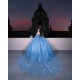 Sequin Sky Blue Quince Dress Off Shoulder Birthday Party Gowns Sweetheart Neck Vestidos De 15 Anos