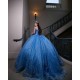 Sequin Sky Blue Quince Dress Off Shoulder Birthday Party Gowns Sweetheart Neck Vestidos De 15 Anos