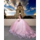 Sheer Bodice Pink Quinceanera Dress Spaghetti Strap Women 2024 Ball Gown Off Shoulder Vestidos De 15 Anos Sweetheart Neck Wear Pageant