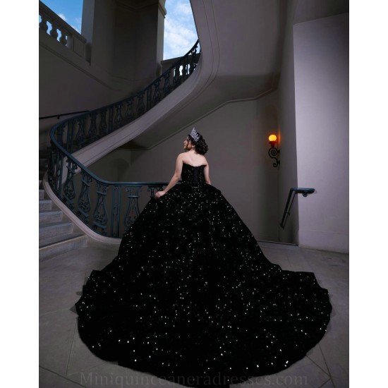 Sleeveless Black Quinceanera Dress Sweetheart Neck Sweet 15 Gowns Wear Pageant Sequin 2024 Ball Gown Princess Dresses