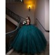 Sleeveless Emerald Green Quince Dress Lace Appliques Sequin Sweet 15 Prom Party Gowns Sweetheart Neck Vestidos De 15 Anos