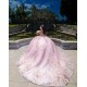 Sleeveless Pink Quinceanera Dress Sweetheart Neck Sweet 15 Gowns 3D Flowers Wear Pageant Sequin 2024 Ball Gown Princess Dresses