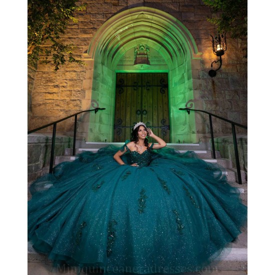 Sleeveless Quince Dress Emerald Green Vestidos De 15 Anos Lace Appliques Women 2024 Ball Gown Sweetheart Neck Birthday Party Dresses