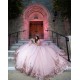 Sleeveless Sweet 15 Gowns Rose Gold Quinceanera Dress Lace Appliques Wear Pageant V Neck 2024 Ball Gown Princess Dresses