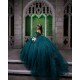 Strapless Emerald Green Quince Dress Sleeveless Birthday Party Gowns Lace Appliques Sweetheart Neck Vestidos De 15 Anos