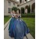 Off Shoulder Sweet 15 Gowns Navy Blue Quinceanera Dress Lace Appliques Wear Pageant Sweetheart Neck 2024 Ball Gown Princess Dresses