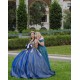 Off Shoulder Sweet 15 Gowns Navy Blue Quinceanera Dress Lace Appliques Wear Pageant Sweetheart Neck 2024 Ball Gown Princess Dresses