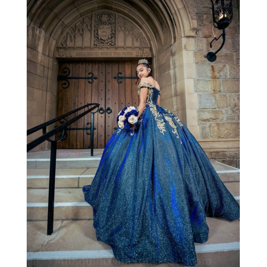 Off Shoulder Sweet 15 Gowns Navy Blue Quinceanera Dress Lace Appliques Wear Pageant Sweetheart Neck 2024 Ball Gown Princess Dresses