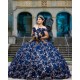 Sweet 15 Gowns Navy Blue Quinceanera Dress Lace Appliques Off Shoulder Wear Pageant Sweetheart Neck 2024 Ball Gown Princess Dresses