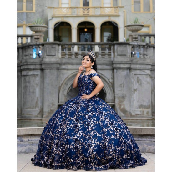 Sweet 15 Gowns Navy Blue Quinceanera Dress Lace Appliques Off Shoulder Wear Pageant Sweetheart Neck 2024 Ball Gown Princess Dresses