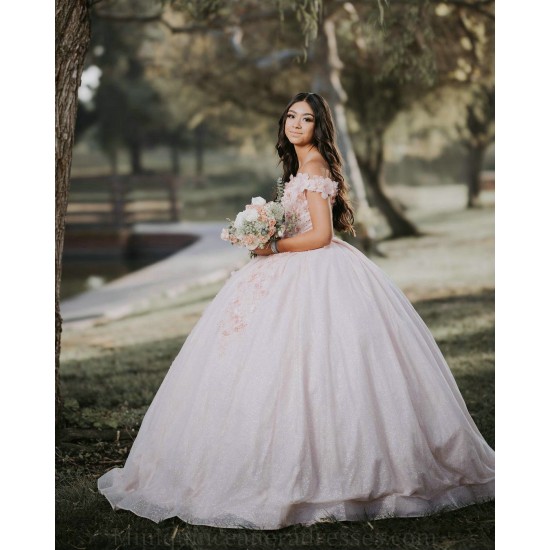 Sweet 15 Gowns Pink Quinceanera Dress 3D Flowers Off Shoulder Wear Pageant Sweetheart Neck 2024 Ball Gown Princess Dresses