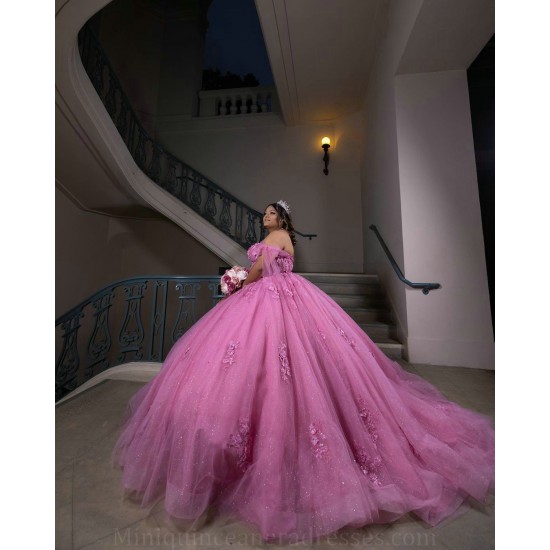 Sweetheart Neck Coral Quinceanera Dress 3D Flowers Wear Pageant 2024 Ball Gown Princess Dresses Sweet 15 Gowns