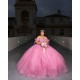 Sweetheart Neck Coral Quinceanera Dress 3D Flowers Wear Pageant 2024 Ball Gown Princess Dresses Sweet 15 Gowns