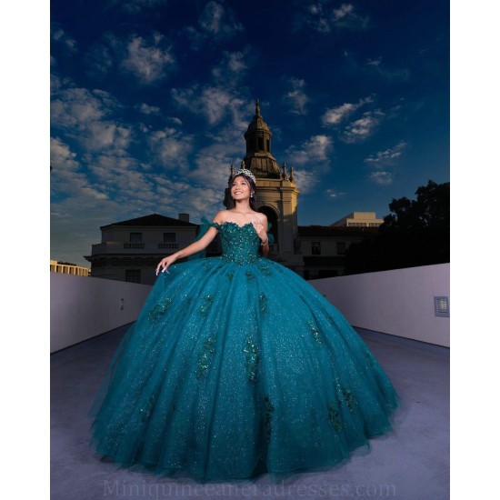 Sweetheart Neck Emerald Green Quinceanera Dress Wear Pageant Lace Appliques 2024 Ball Gown Princess Dresses Off Shoulder Sweet 15 Gowns