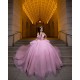 Sweetheart Neck Pink Quince Dress Sequin Pearl Sweet 15 Prom Party Dresses Off Shoulder Vestidos De 15 Anos