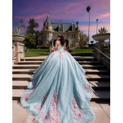 Sweetheart Neck Quince Dress Aqua Vestidos De 15 Anos Lace Appliques Women 2024 Ball Gown Off The Shoulder Birthday Party Dresses