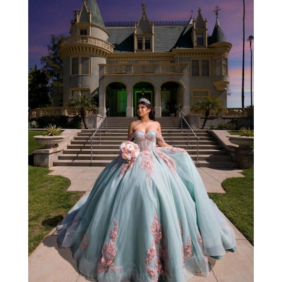 Sweetheart Neck Quince Dress Aqua Vestidos De 15 Anos Lace Appliques Women 2024 Ball Gown Off The Shoulder Birthday Party Dresses