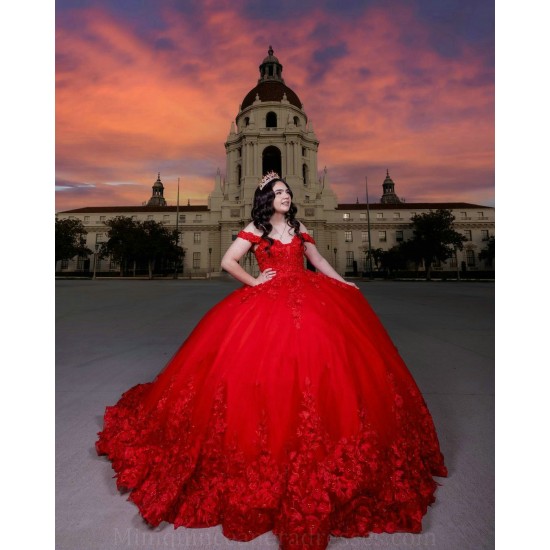 Sweetheart Neck Red Quince Dress Lace Appliques Sweet 15 Gowns Instagram Dresses Off Shoulder Vestidos De XV Anos