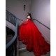 Sweetheart Neck Red Quince Dress Lace Appliques Sweet 15 Gowns Instagram Dresses Off Shoulder Vestidos De XV Anos